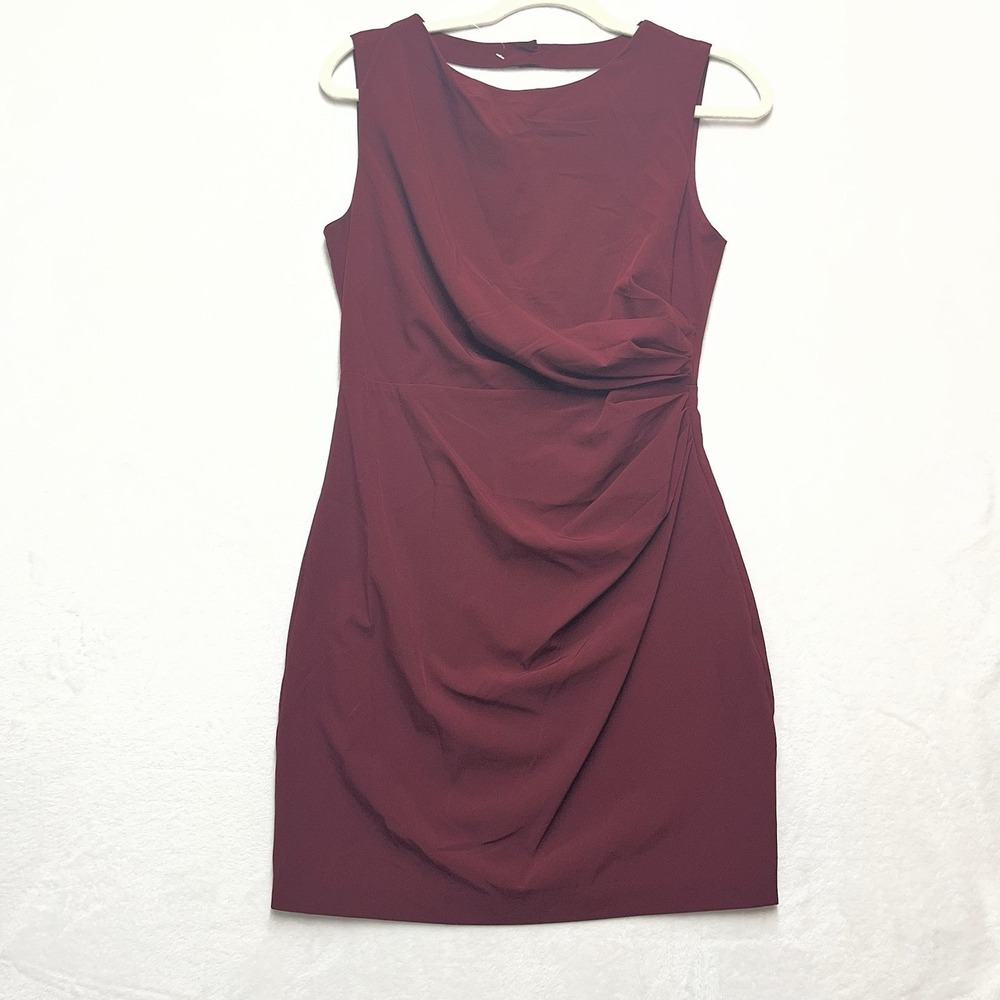Ark‎ & Co Backless Mini Dress Womens Medium Maroon Side Cinch NEW